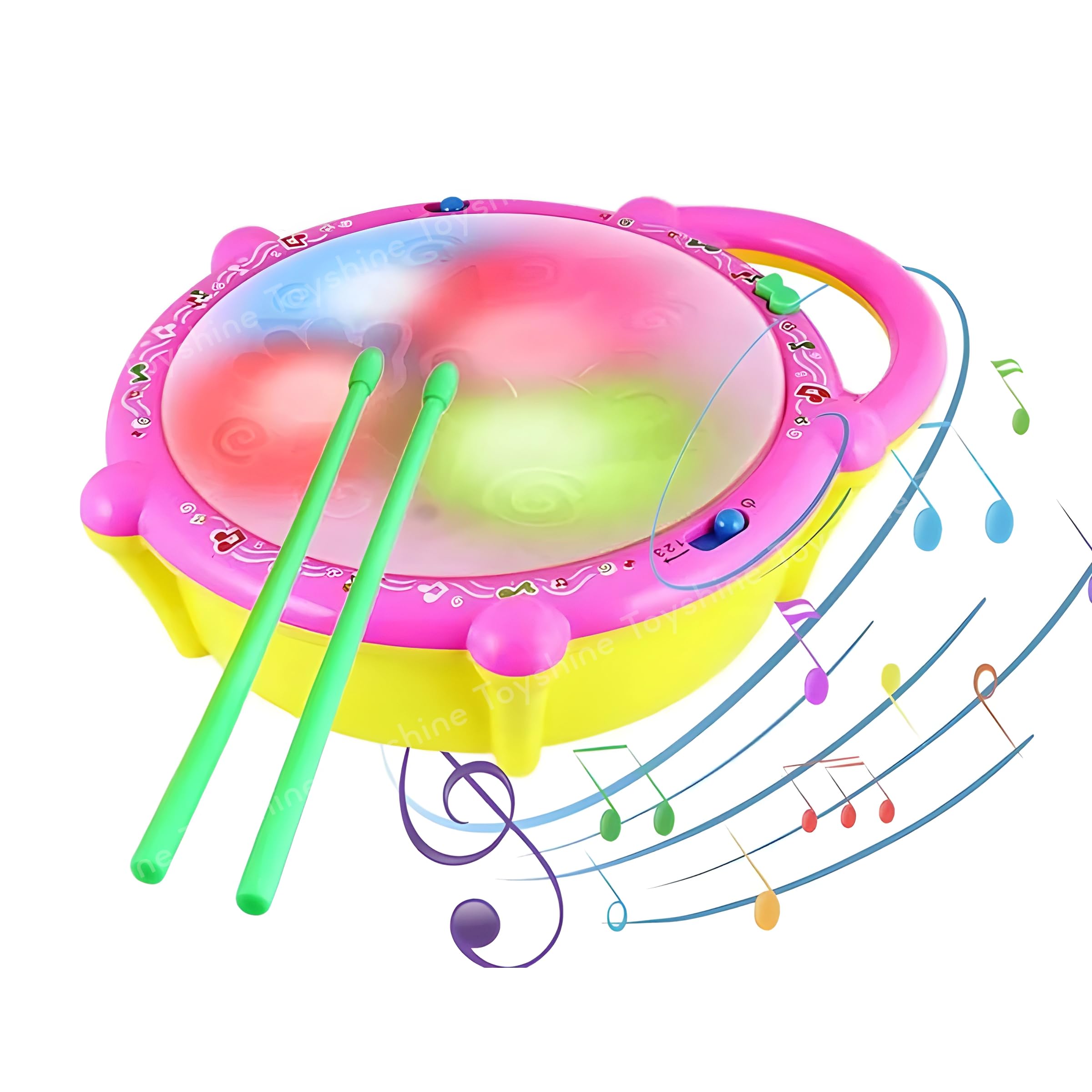 Toyshine Flash Drum with 3D Lights, Musical Baby Toy for Kids Boy Girl - 1 Piece