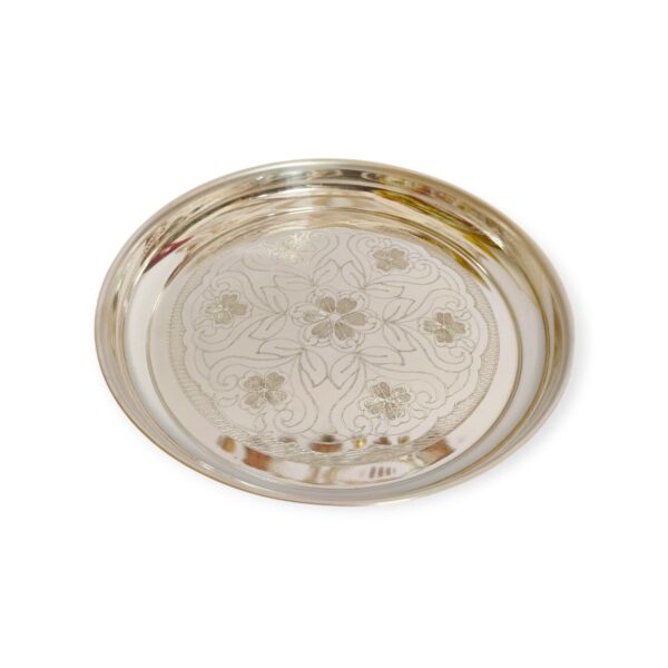 German Sliver Flower Designing Plate For Pooja /Decor - 1 piece