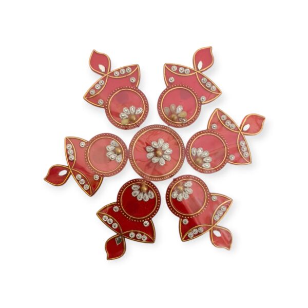 Decorative Acrylic Rangoli Set – Floral Design with Stones | Reusable & Elegant