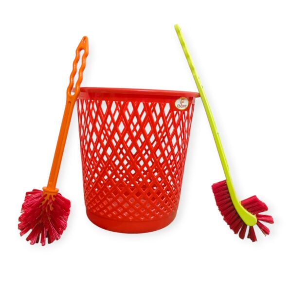 Esquire Red Mesh Basket with Dual Brush Set – Stylish Utility Combo for Every Home